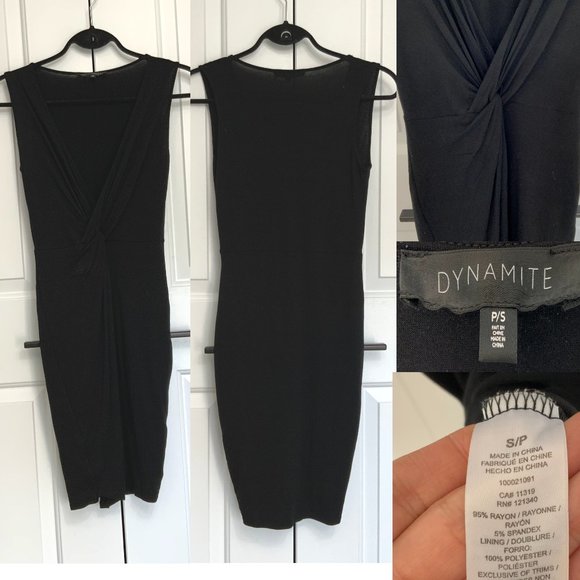 Dynamite V Neck Body Con Dress with Twisted Front - Picture 1 of 6